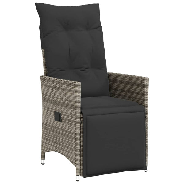 9-teiliges Garten Bistro Set Grau Rattan