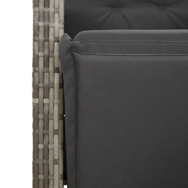 9-teiliges Garten Bistro Set Grau Rattan