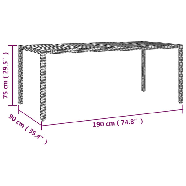 9-teiliges Garten Bistro Set Grau Rattan