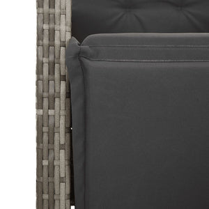 7-tlg. Garten Bistro Set Grau Poly Rattan