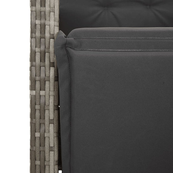 7-tlg. Garten Bistro Set Grau Poly Rattan
