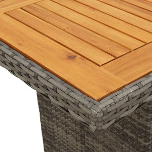 7-tlg. Garten Bistro Set Grau Poly Rattan