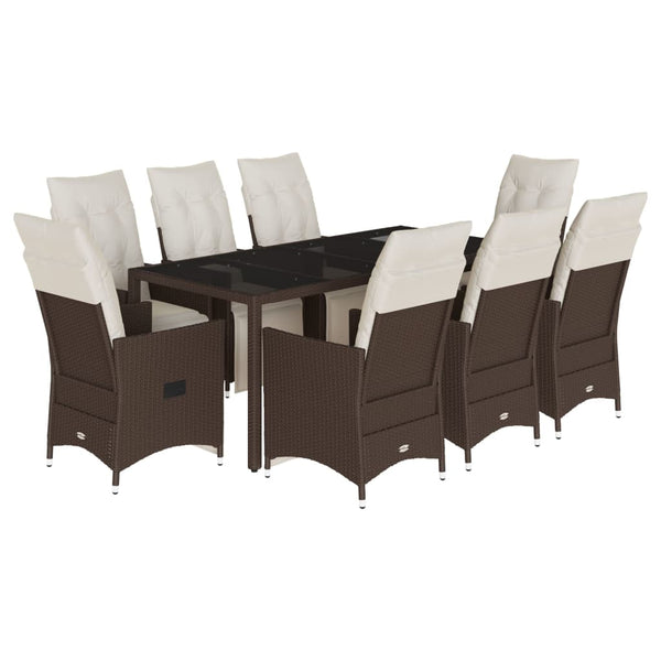 9-teiliges Garten-Bistro-Set Braun Rattan