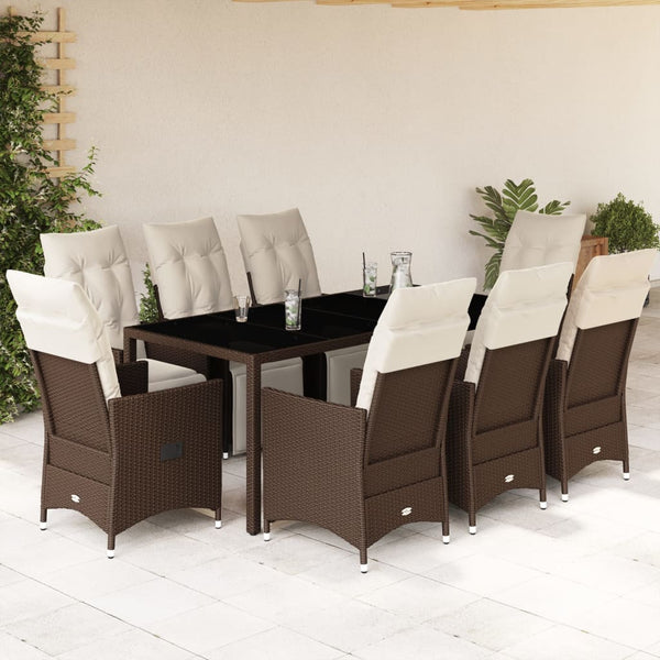 9-teiliges Garten-Bistro-Set Braun Rattan