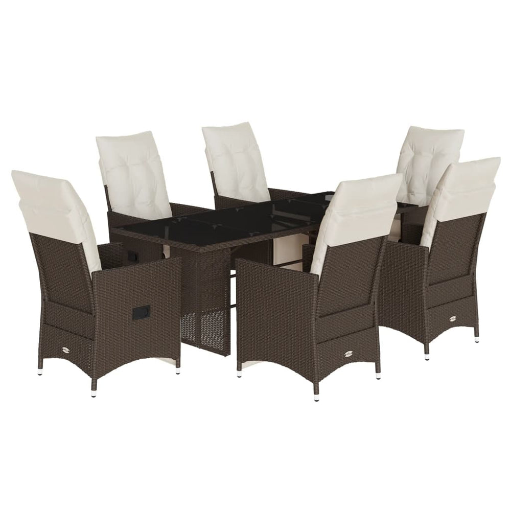 vidaXL Ensemble de bistrot de jardin 7 pcs avec coussins Marron Résine tressée