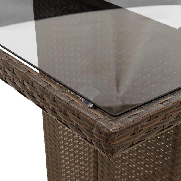 7-tlg. Garten Bistro Set Braun Poly Rattan