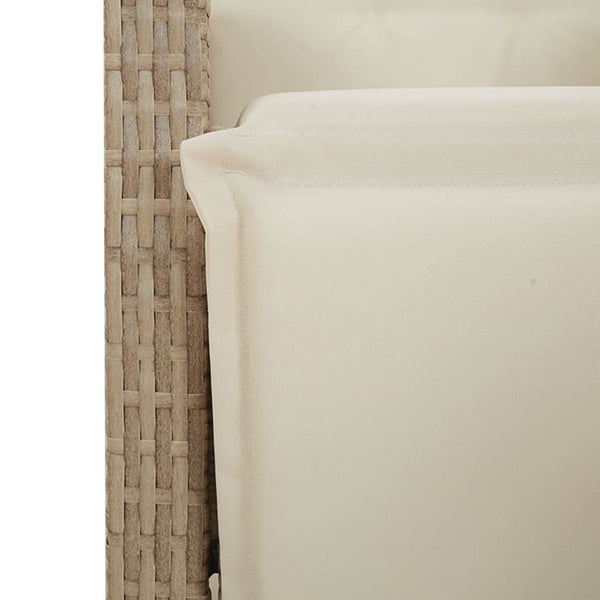 7-tlg. Garten Bistro Set Beige Poly Rattan