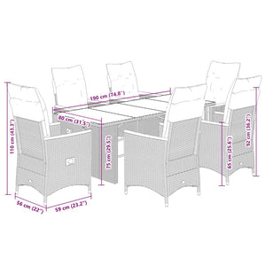 7-teiliges Garten-Bistro-Set Schwarz Poly Rattan