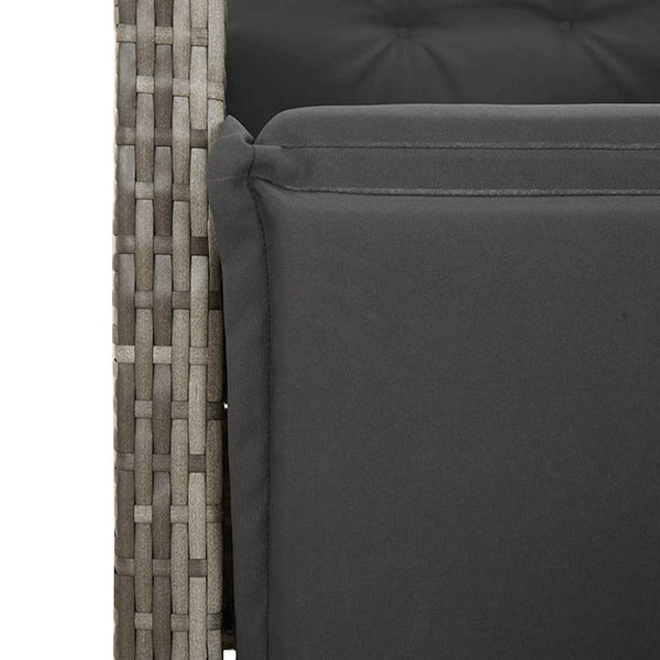 11-tlg. Garten Bistro Set Grau Poly Rattan mit Kissen