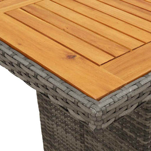 11-tlg. Garten Bistro Set Grau Poly Rattan mit Kissen