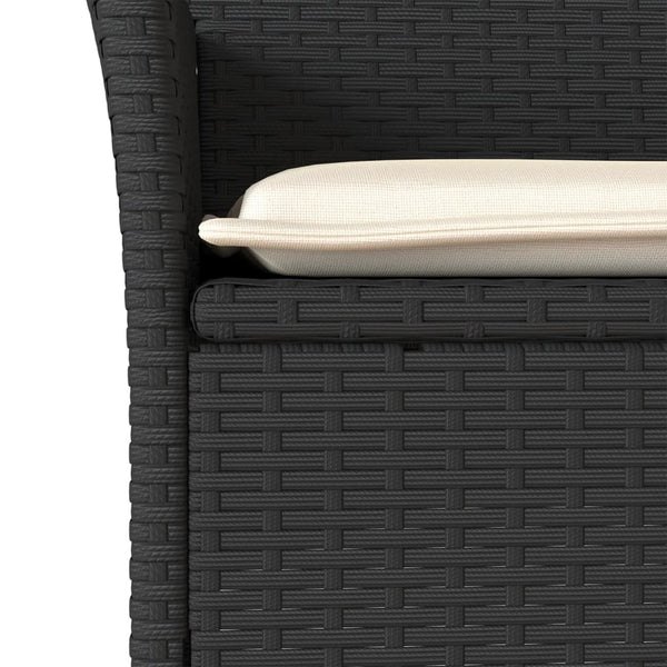 3-tlg. Garten Essgruppe Schwarz Poly Rattan