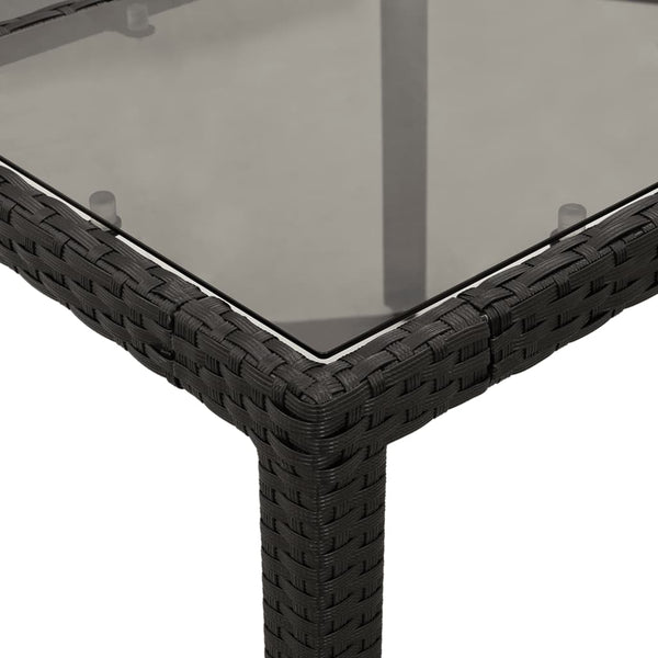 3-tlg. Garten Essgruppe Schwarz Poly Rattan