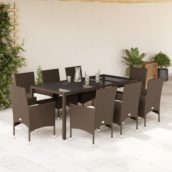 9-teilige Garten Essgruppe mit Kissen