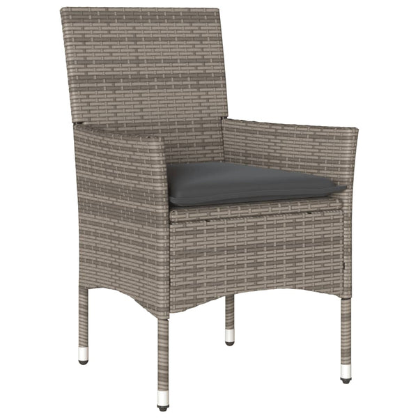 3-tlg. Garten Essgruppe Grau Poly Rattan