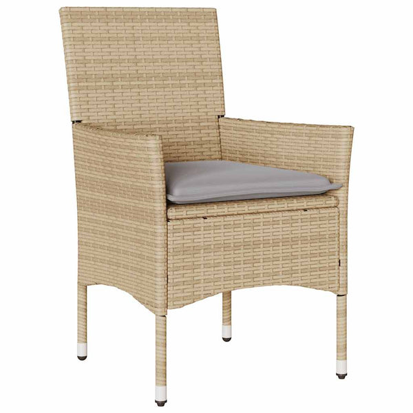 9-tlg. Garten Essgruppe Beige Poly Rattan