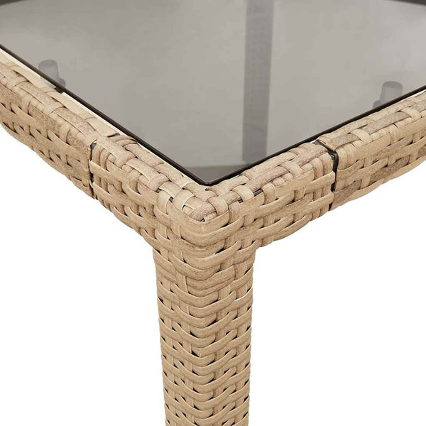 9-tlg. Garten Essgruppe Beige Poly Rattan
