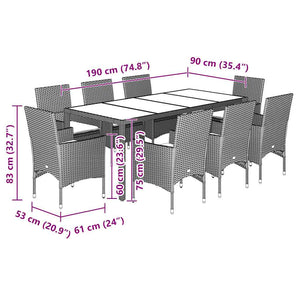 9-tlg. Garten Essgruppe Beige Poly Rattan