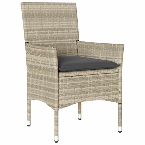 3-tlg. Garten Essgruppe Hellgrau Poly Rattan