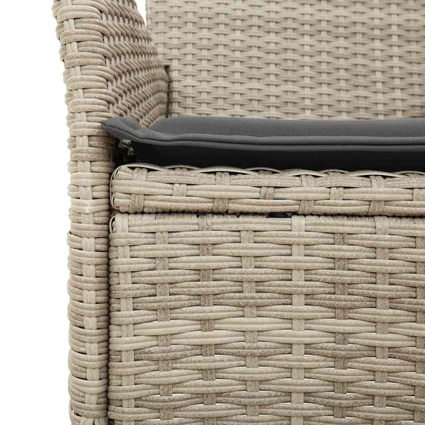 3-tlg. Garten Essgruppe Hellgrau Poly Rattan