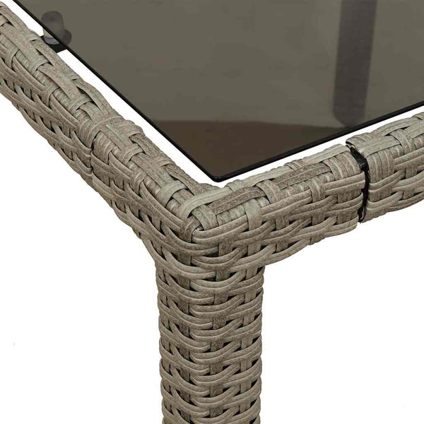 3-tlg. Garten Essgruppe Hellgrau Poly Rattan