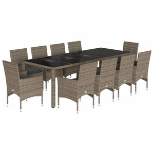 11-tlg. Garten Essgruppe Grau Poly Rattan