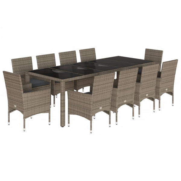 11-tlg. Garten Essgruppe Grau Poly Rattan