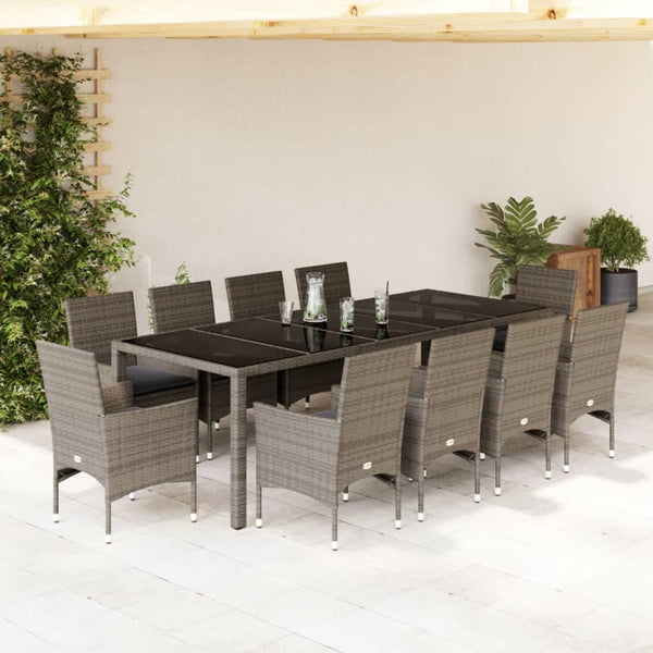 11-tlg. Garten Essgruppe Grau Poly Rattan