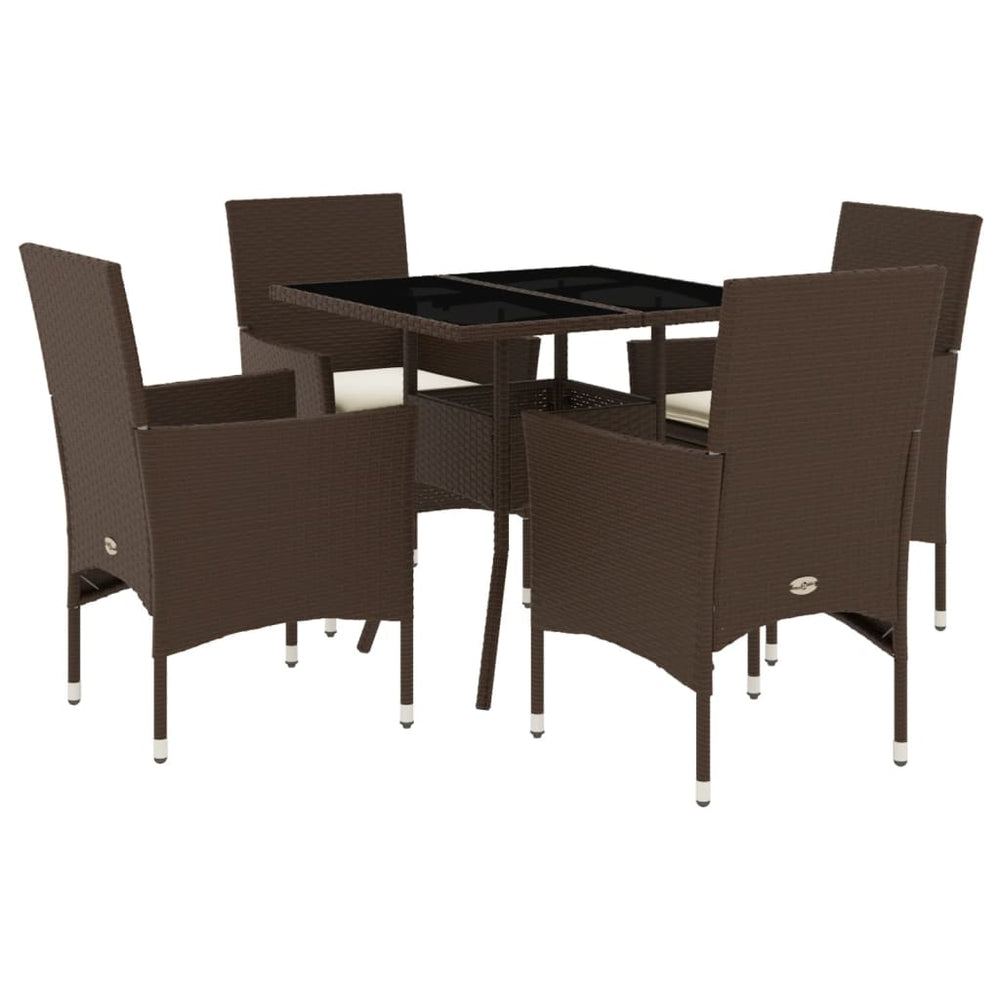 5-tlg. Garten Essgruppe Braun Poly Rattan