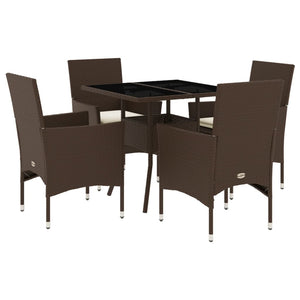 5-tlg. Garten Essgruppe Braun Poly Rattan