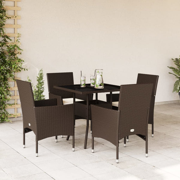 5-tlg. Garten Essgruppe Braun Poly Rattan