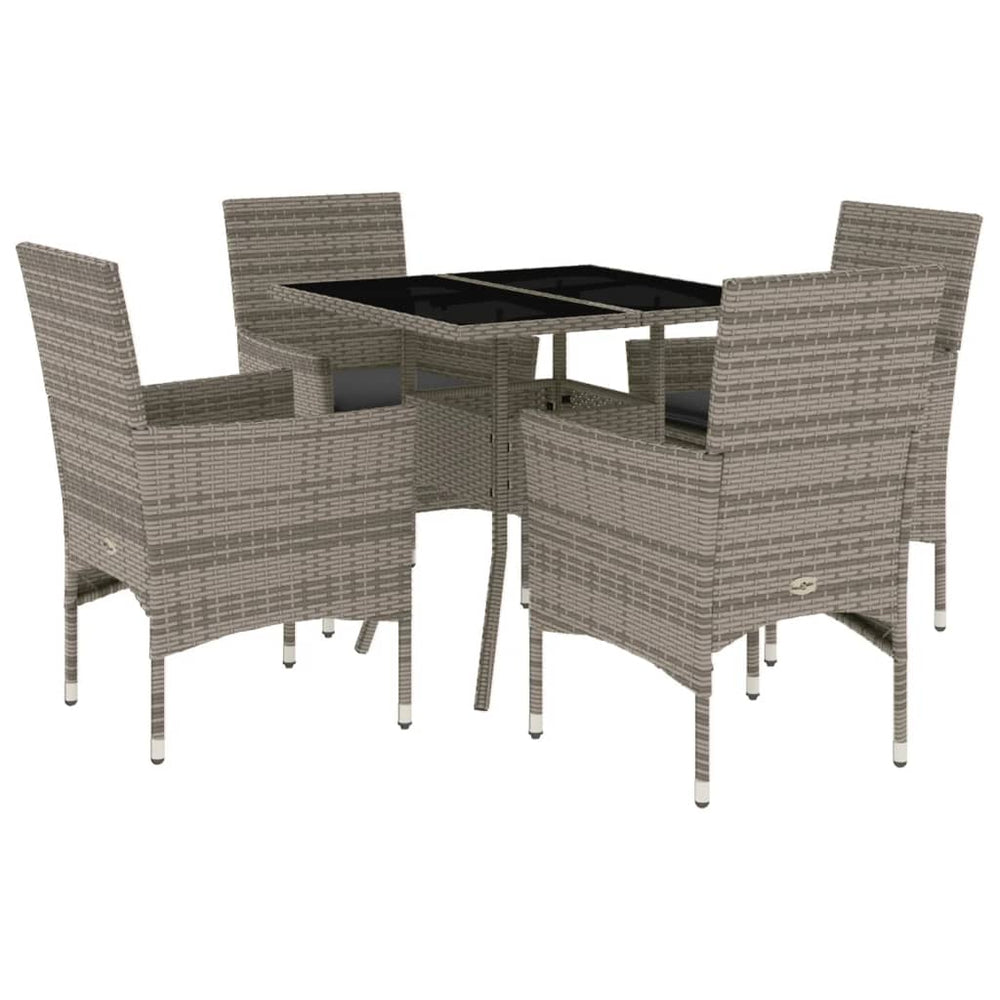 5-tlg. Garten Essgruppe Grau Poly Rattan