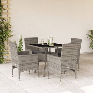 5-tlg. Garten Essgruppe Grau Poly Rattan