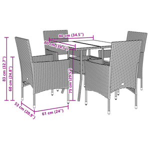 5-tlg. Garten Essgruppe Beige Poly Rattan