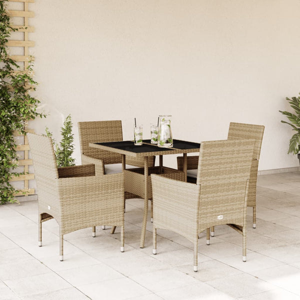 5-tlg. Garten Essgruppe Beige Poly Rattan