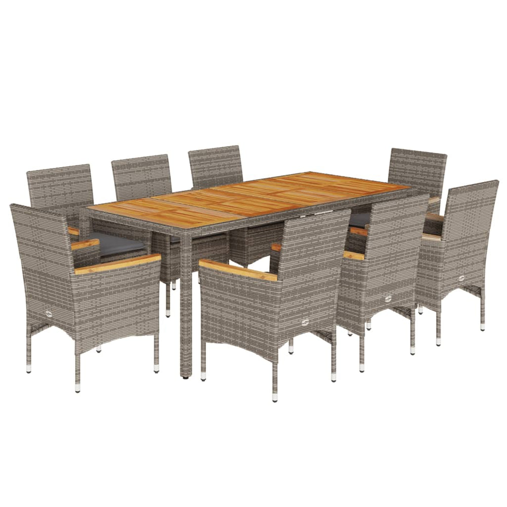 9-teilige Garten Essgruppe Grau