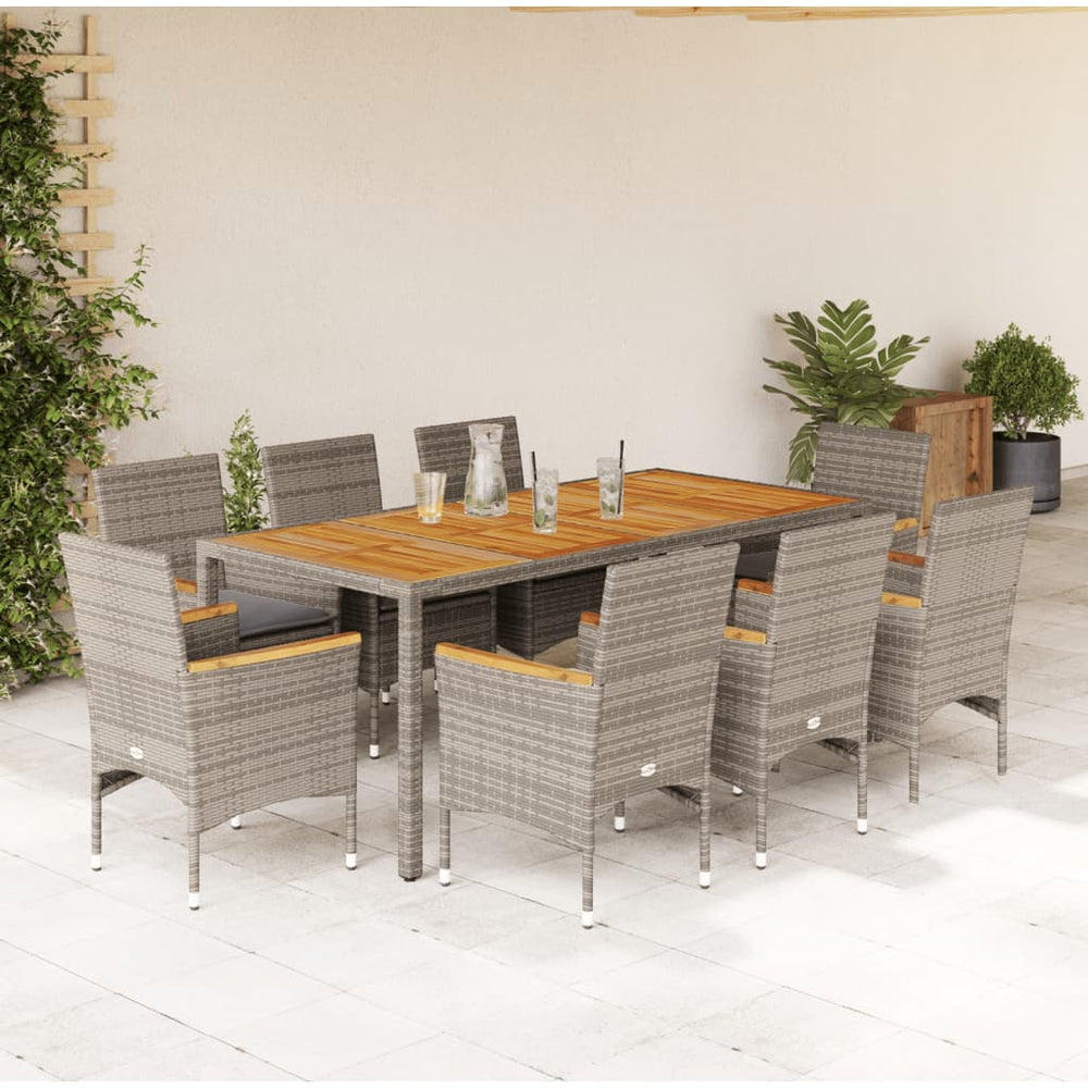 9-teilige Garten Essgruppe Grau