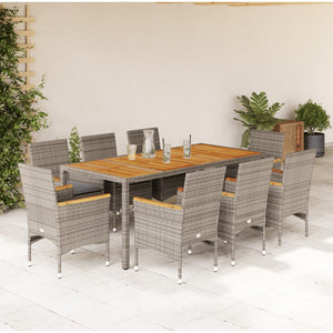 9-teilige Garten Essgruppe Grau
