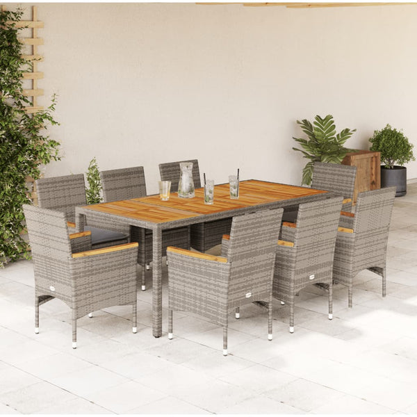 9-teilige Garten Essgruppe Grau
