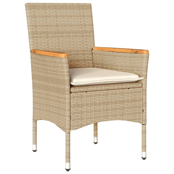 3-tlg. Garten Essgruppe Beige Poly Rattan Akazie