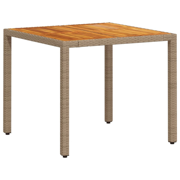 3-tlg. Garten Essgruppe Beige Poly Rattan Akazie