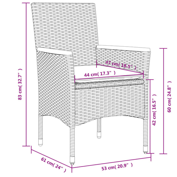 5-tlg. Garten Essgruppe Grau Poly Rattan Akazie