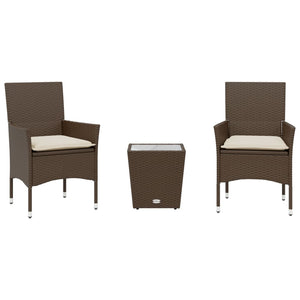 3-tlg. Bistro Set Braun Poly Rattan