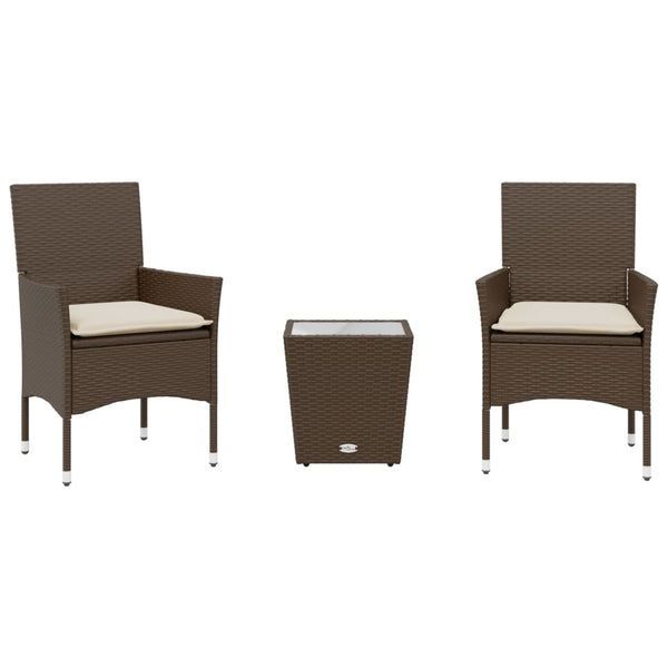 3-tlg. Bistro Set Braun Poly Rattan