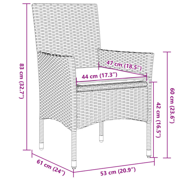 3-tlg. Bistro Set Braun Poly Rattan