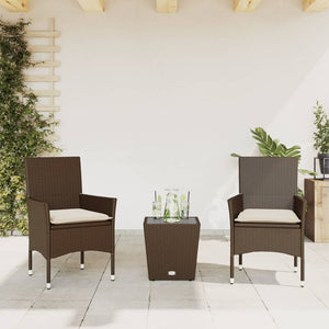 3-tlg. Bistro Set Braun Poly Rattan