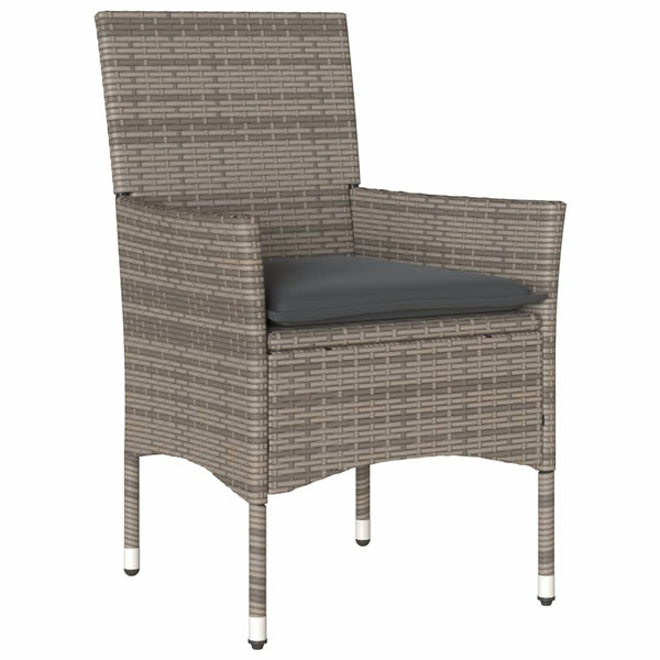 3-teiliges Bistro Set Grau Poly Rattan