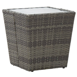 3-teiliges Bistro Set Grau Poly Rattan