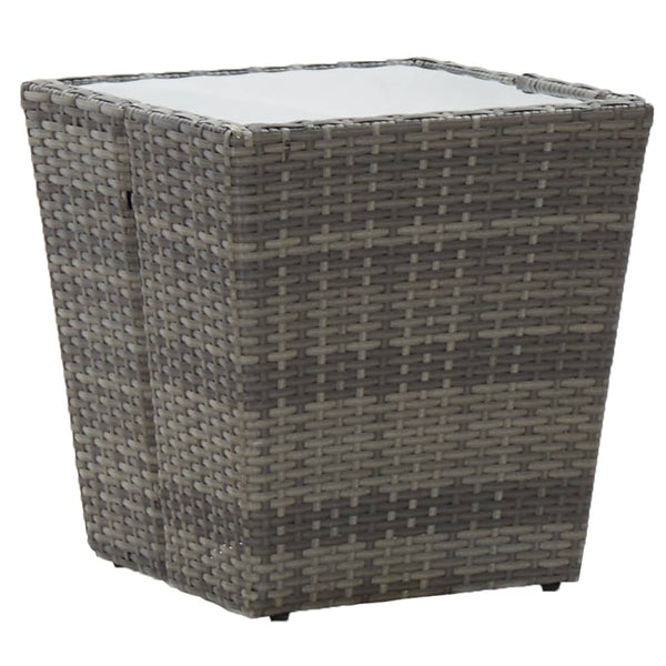 3-teiliges Bistro Set Grau Poly Rattan