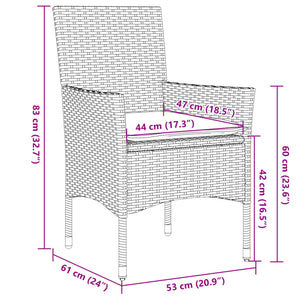 3-teiliges Bistro Set Grau Poly Rattan