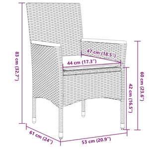 3-tlg. Bistro Set Schwarz Poly Rattan
